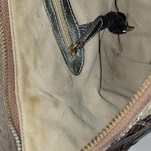 Brahmin Color Block Croc Embossed Leather Hobo Shoulder Bag - Picture 11 of 14